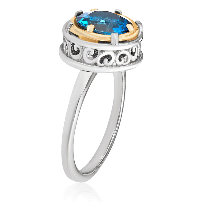 Round London Blue Topaz Ring with 18k Gold Vermeil