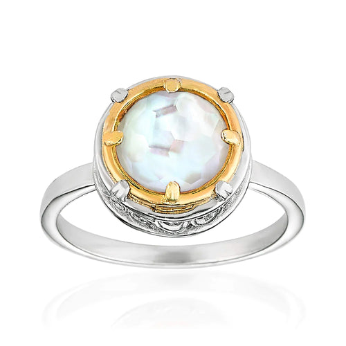 Round Mother of Pearl Doublet Ring