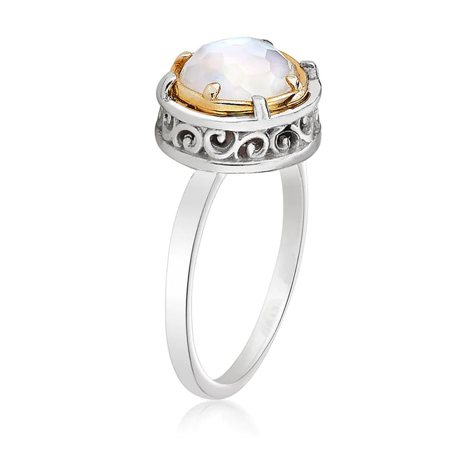 Round Mother of Pearl Doublet Ring