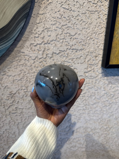 Grey Horsehair Glaze Orb - Seed Pot