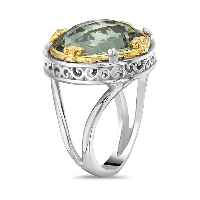 Statement Ring in Green Amethyst with 18k Gold Vermeil