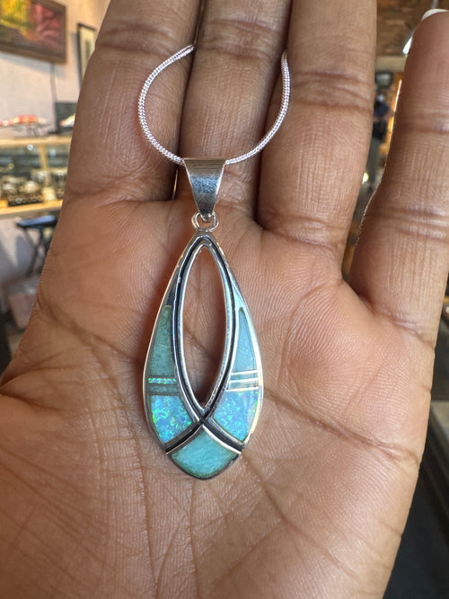 Opal & Amazonite Pendent