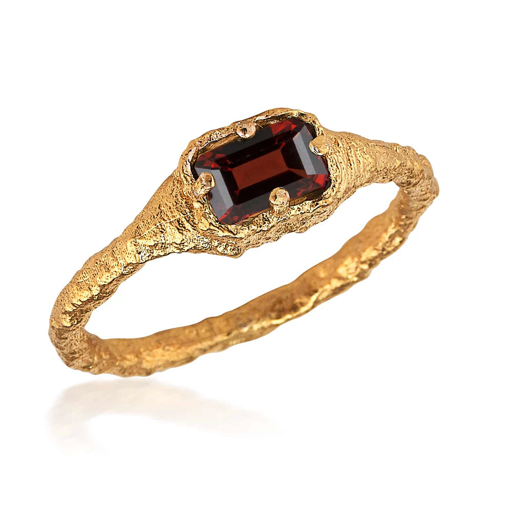 Rectangular Garnet Ring Raku Gallery