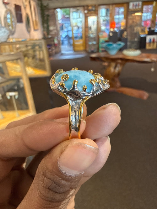 Larimar & Peridot ring