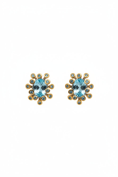 Blue Topaz & Blue Sapphire Post Stud Earrings