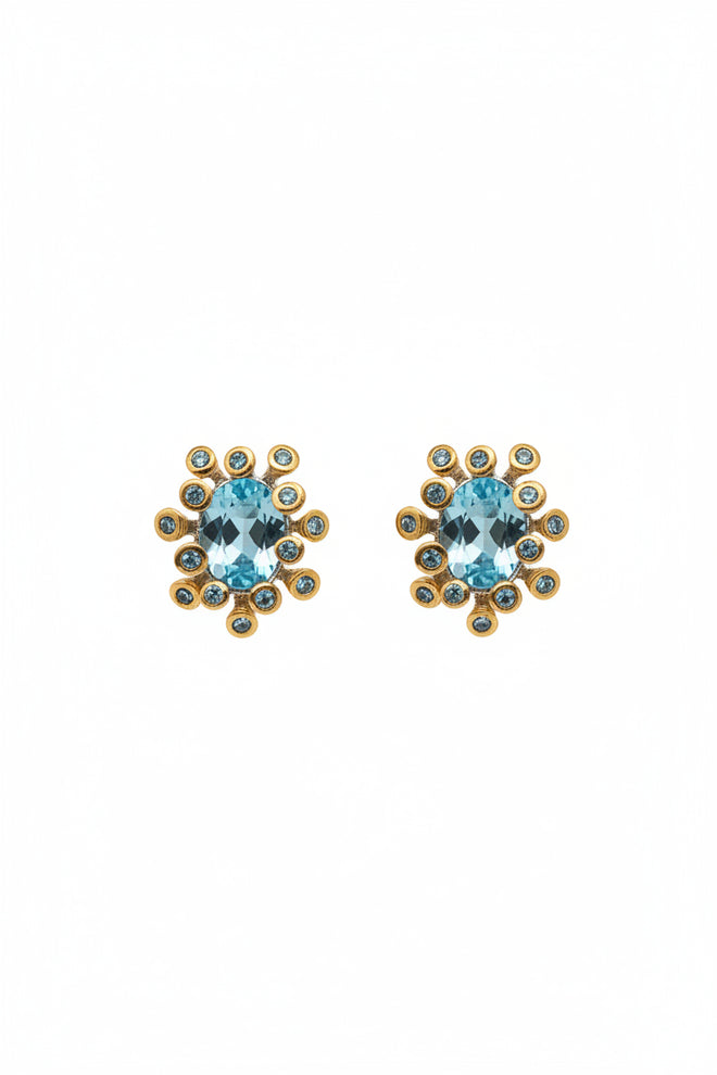 Blue Topaz & Blue Sapphire Post Stud Earrings