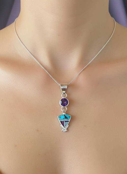 Amethyst, Sugilite, Turquoise & Opal Necklace