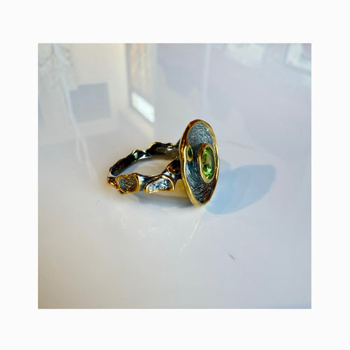 Peridot & Green Chrome Diopside Ring