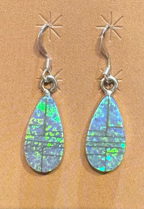 0.7 inch Blue Opal Earrings