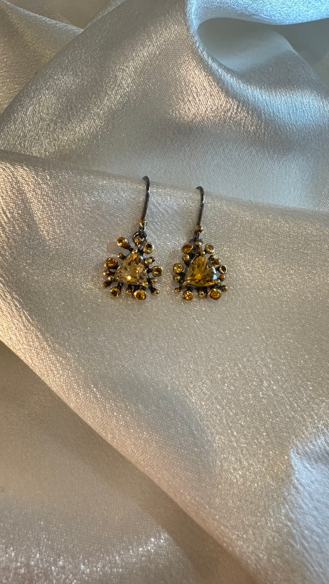 Citrine & Yellow Sapphire Drop Earrings