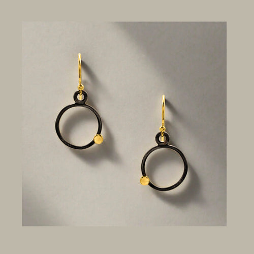 Oxidized Gold Dot Earrings