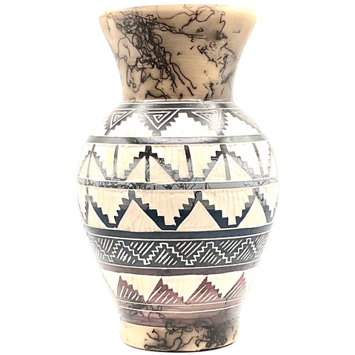Navajo Carved Vase by Artist Carol Johnson 7"H x 4" W