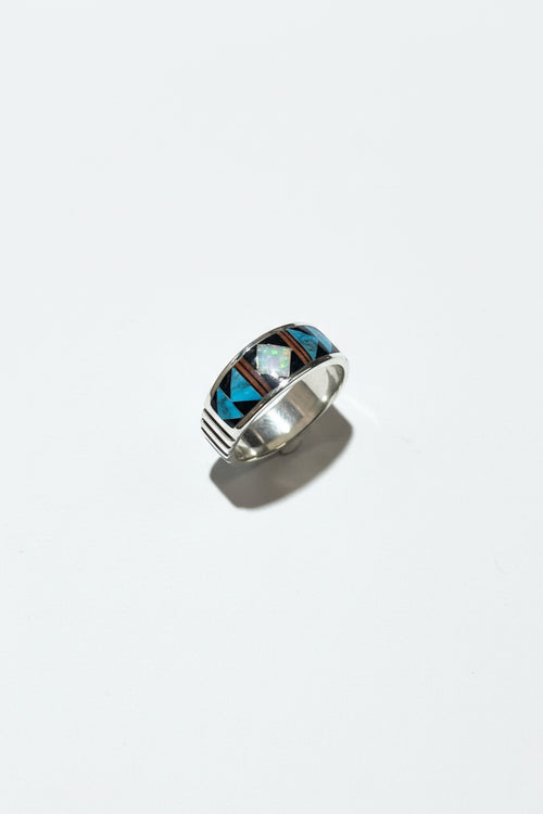 Stone Inlaid Men's Ring - Native American Jewelry