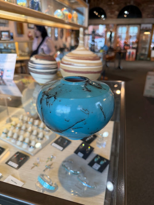 Turquoise Blue Horsehair Pot
