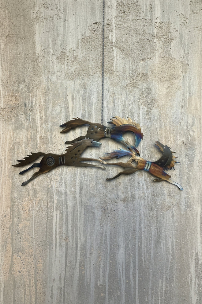 Flame Finished Metal Horse Garden Art