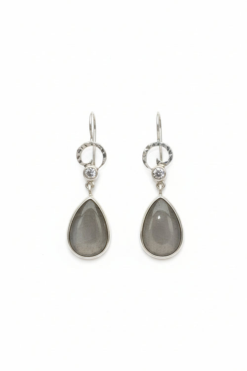 Moonstone & White Topaz Earrings - One-of-a-Kind