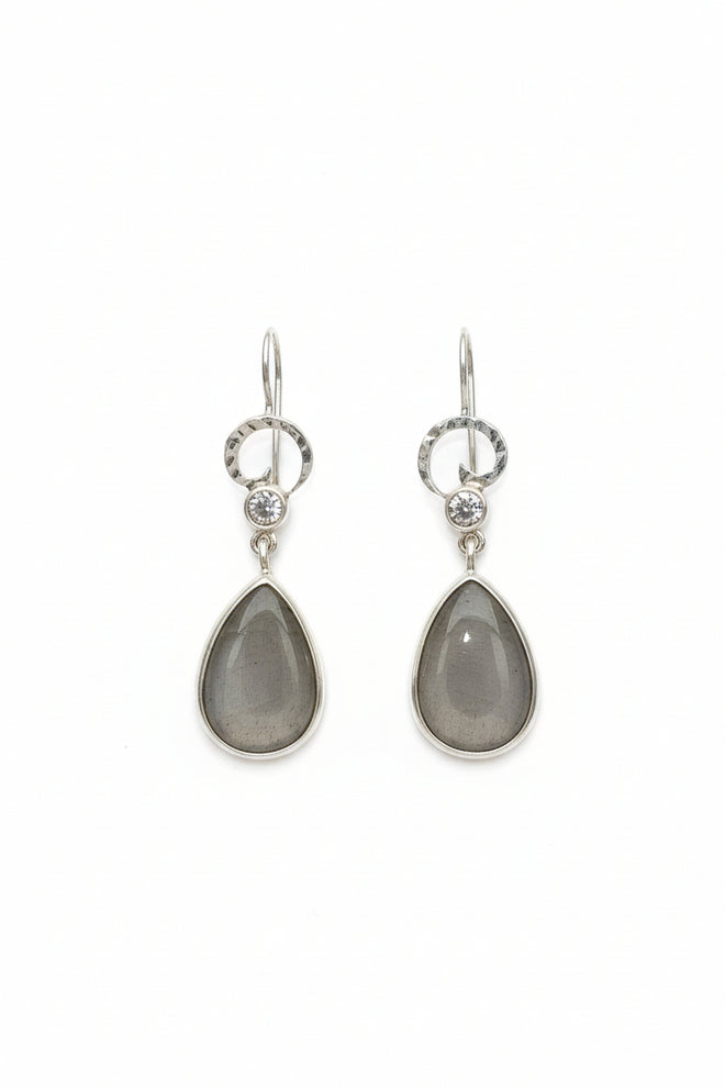 Moonstone & White Topaz Earrings - One-of-a-Kind
