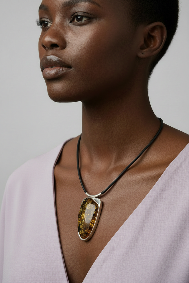 Sterling Silver Amber Necklace
