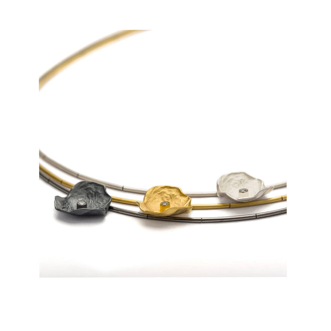 3 Strand Petal Necklace with Cubix Zirconia