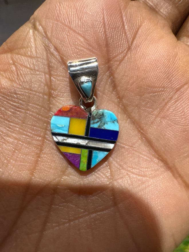Multi Stone Heart Pendent