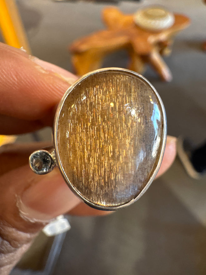 RING SS BRONZE MOONSTONE/SPINEL