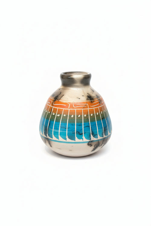 Navajo Carved Vase by Artist Larry Livingston 4"H x 4"W