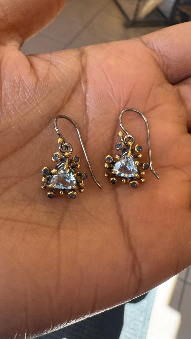 Blue Topaz & Sapphire Earrings