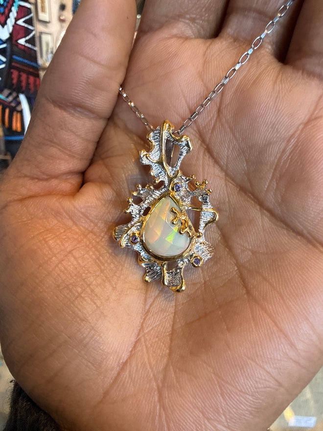 Ethiopian Opal & Amethyst Necklace
