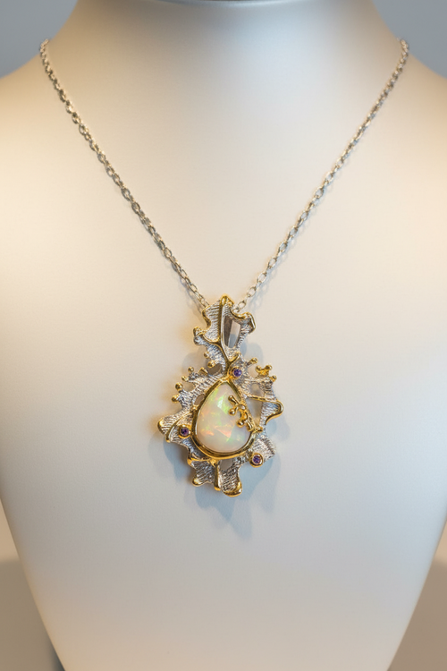 Ethiopian Opal & Amethyst Necklace