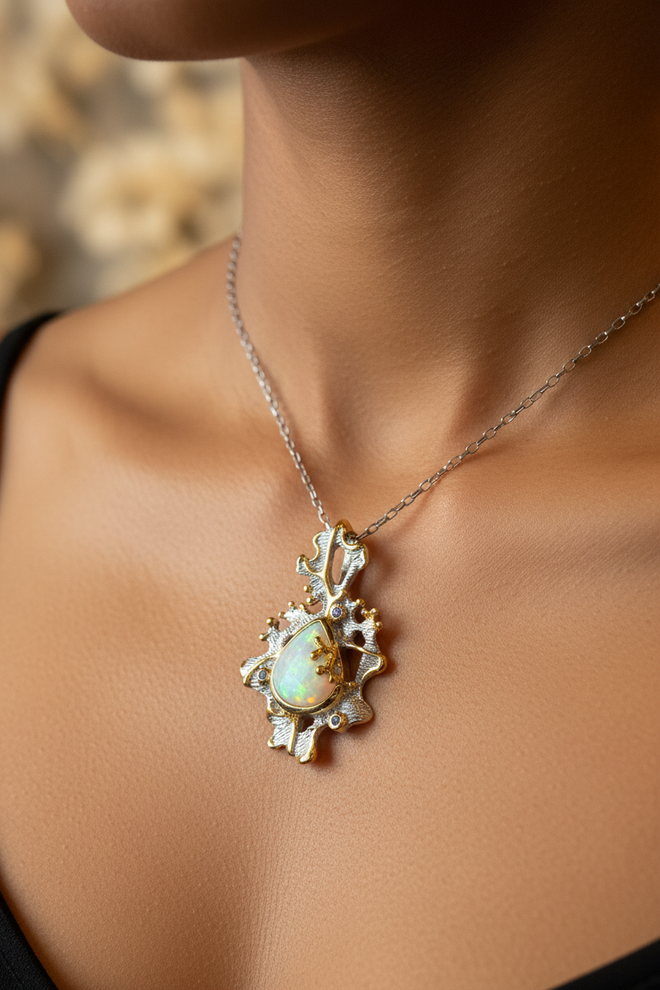 Ethiopian Opal & Amethyst Necklace