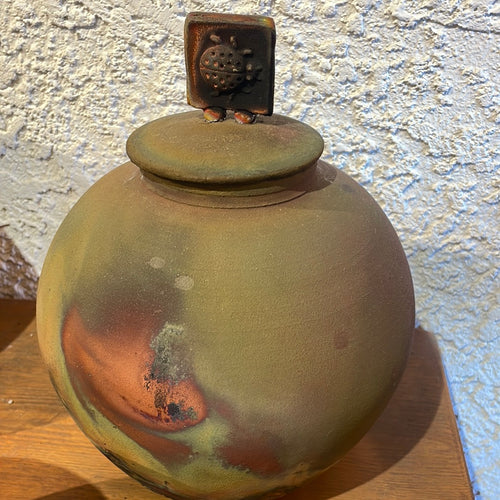 Round ladybug raku pot