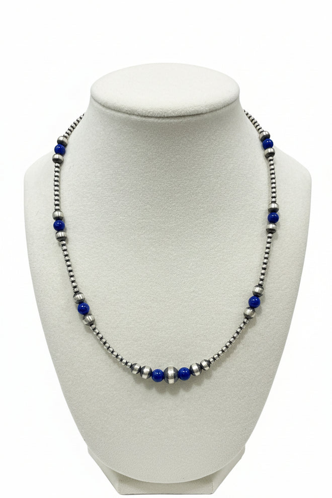 Navajo Pearls & Lapis Necklace - Hand Strung by Navajo Artists