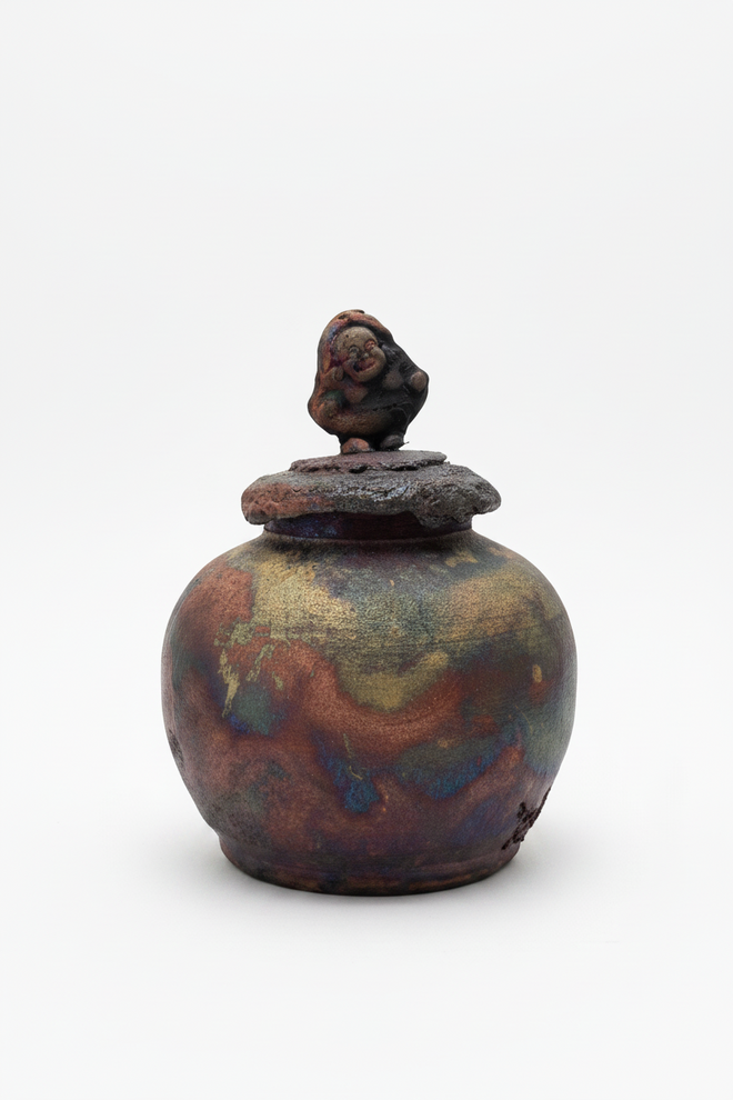 Buddha Handmade Raku Pot