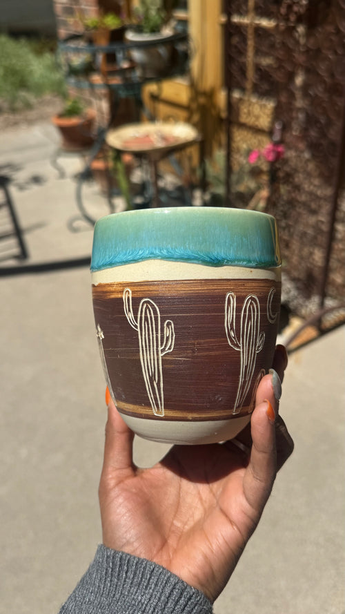Handmade Carved Saguaro Cactus Mug by Sari Green