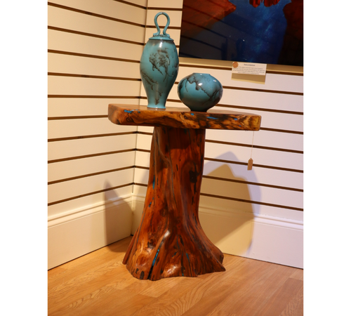 Mesquite Table with Turquoise inlay
