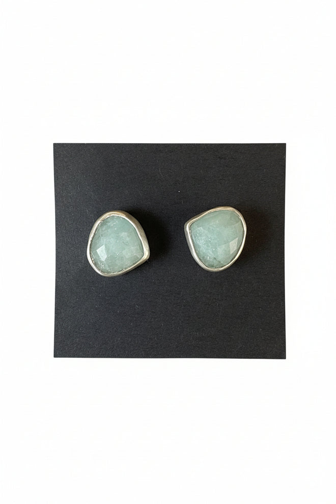 Sterling Silver Aquamarine Small Post Stud Earrings