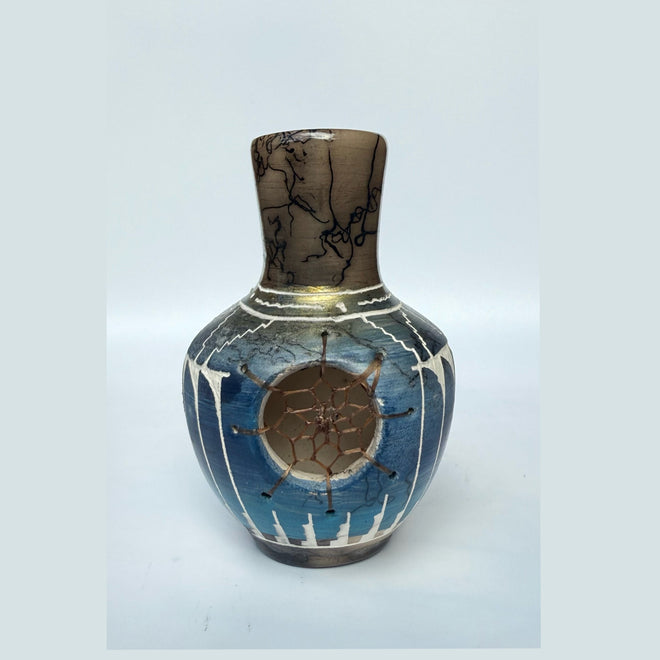 Navajo Carved Vase by Artist Dennison Billy 4"H x 2.5"W