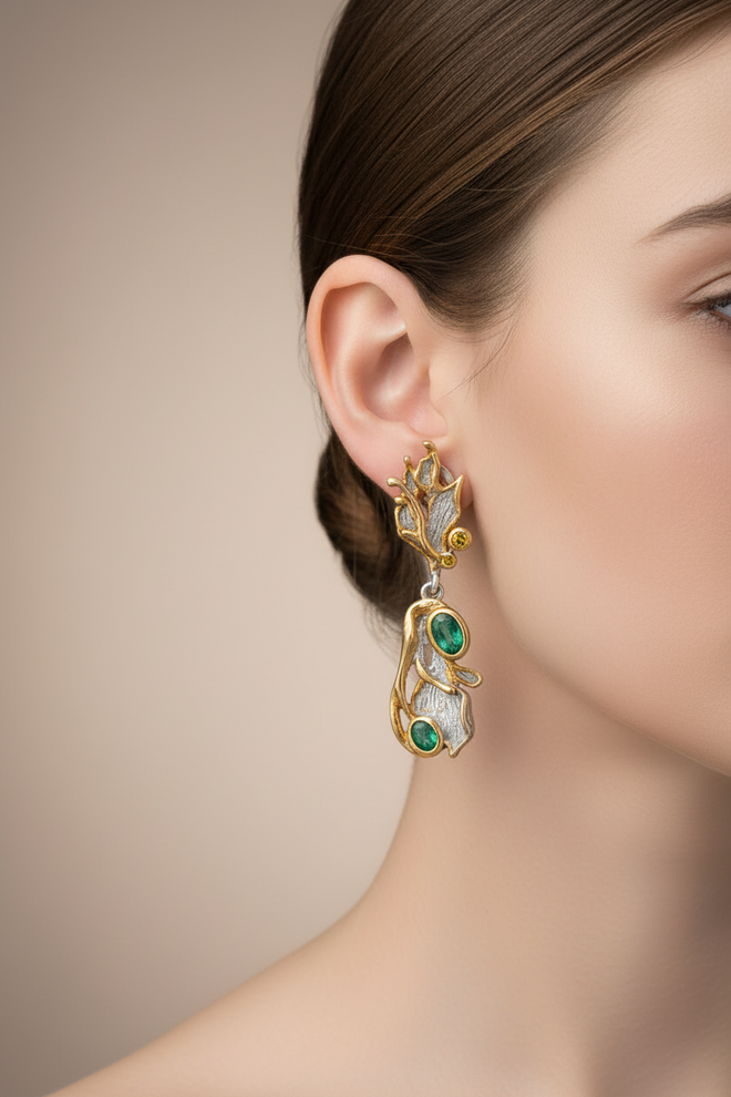 Emerald & Sapphire Earrings