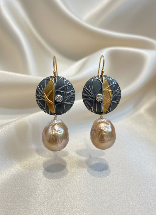 12.5 mm AAA Pearls with 2mm Diamond Earrings