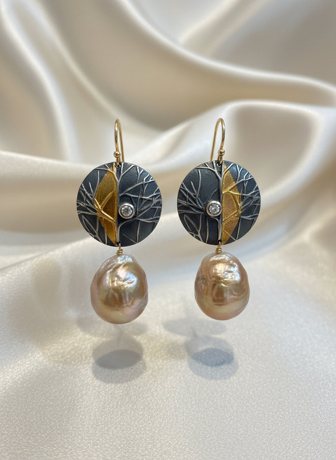 12.5 mm AAA Pearls with 2mm Diamond Earrings