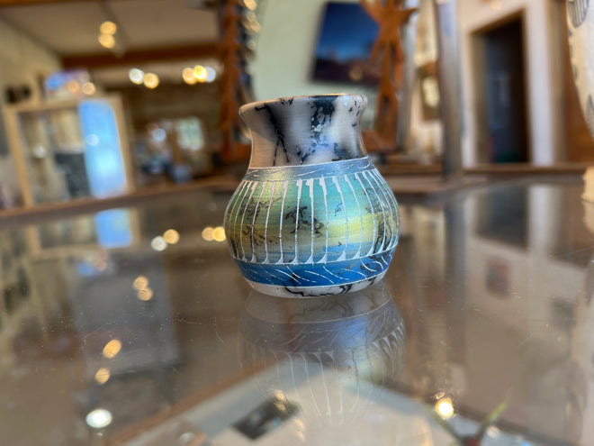 Nicolyn Lee Horsehair Pottery – Ceramic Multicolor Vase