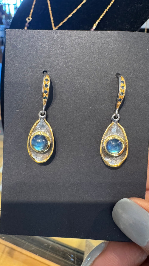Spectrolite & Sapphire Earrings
