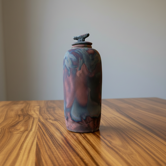 Tall Raku Ceramic Pot