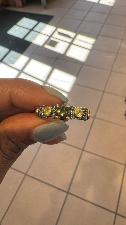 Green Tourmaline & Peridot Ring