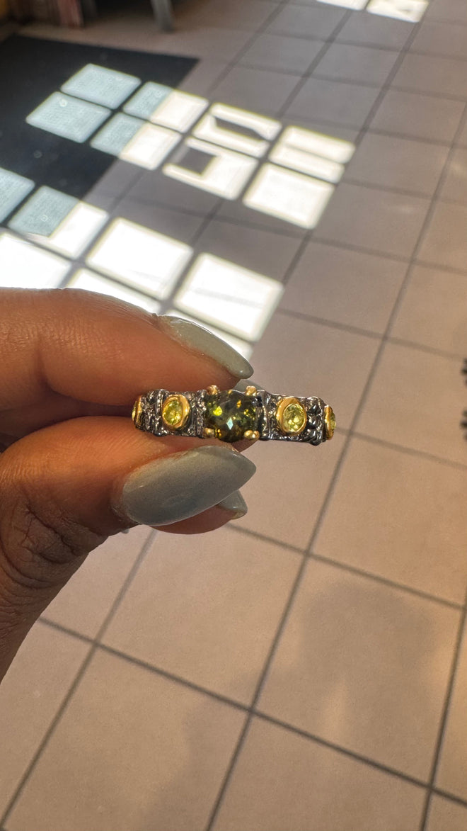 Green Tourmaline & Peridot Ring