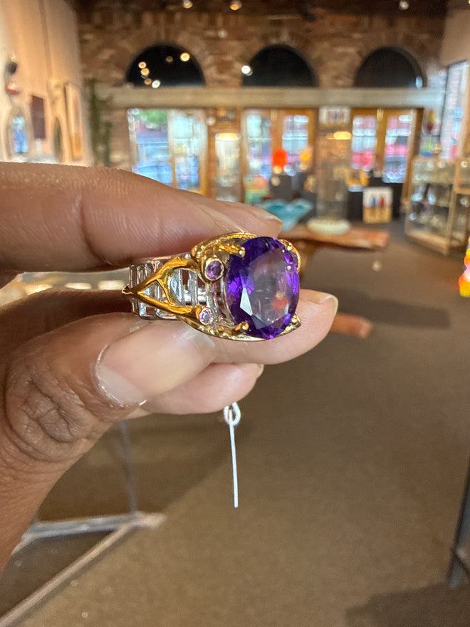 Amethyst & Rhodolite ring