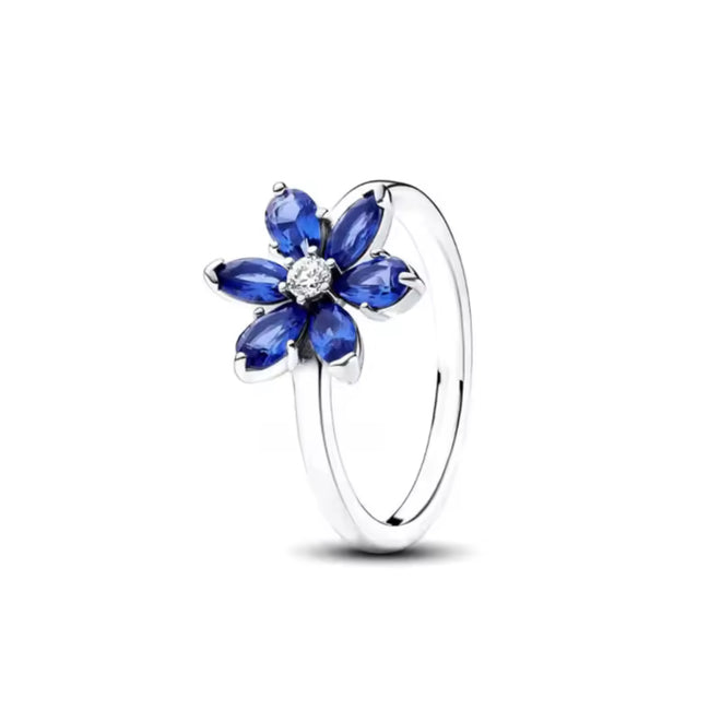 Sterling Silver Blue Flower Ring