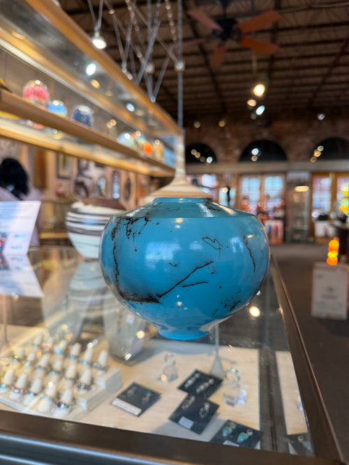 Turquoise Blue Horsehair Pot