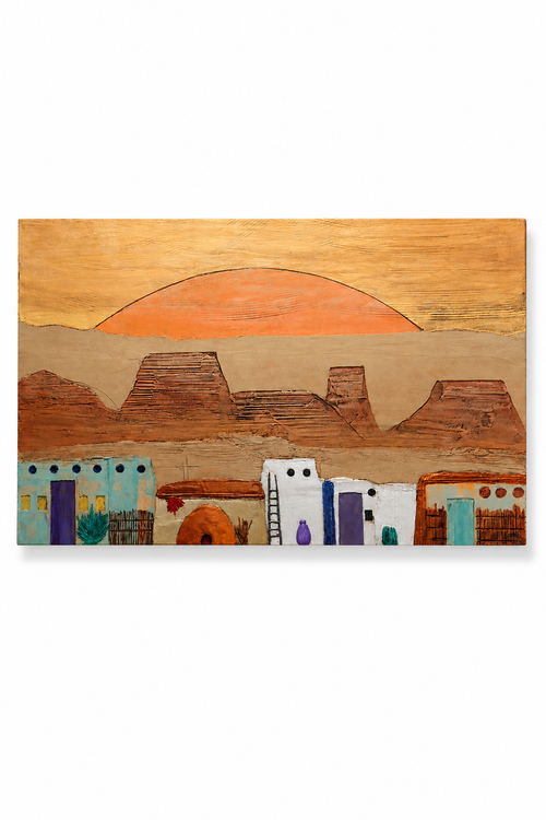 Adobe Village textured wall art by michael casey