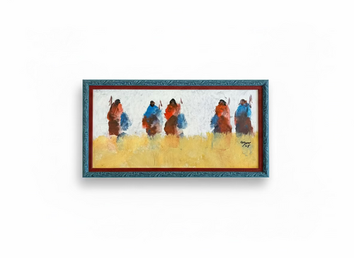 Protectors IV — Al Clymer (Original, 12½″ H × 23½″ W), Double-Framed Oil & Acrylic on Panel